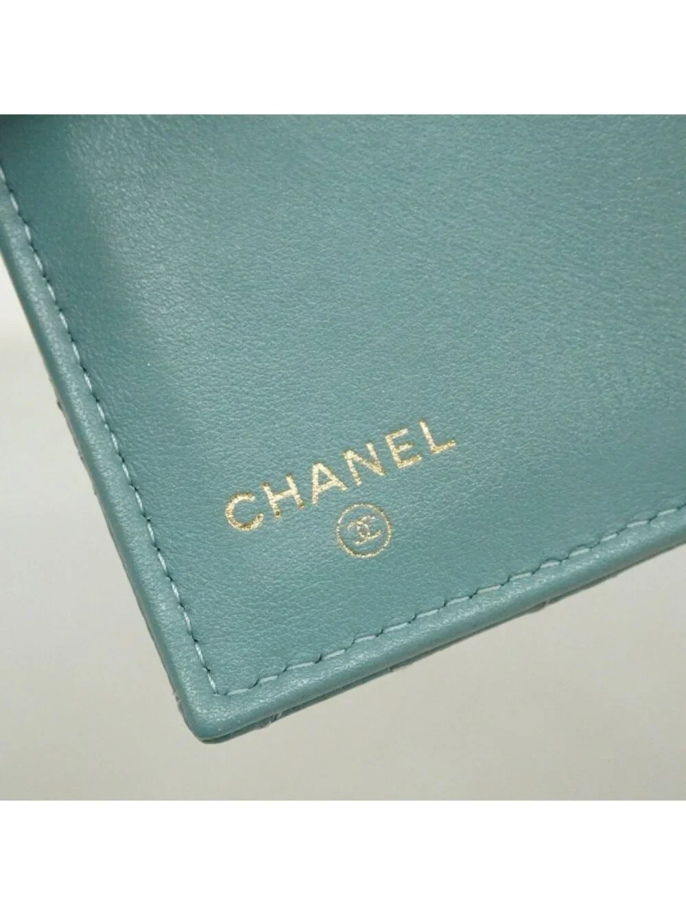 Chanel Trifold Wallet Boy Caviar Leather Blue Champagne Gold - Picture 4 of 8